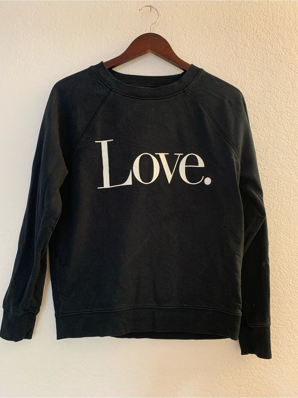 J. Crew Black Crewneck Sweatshirt with White "Love." Print